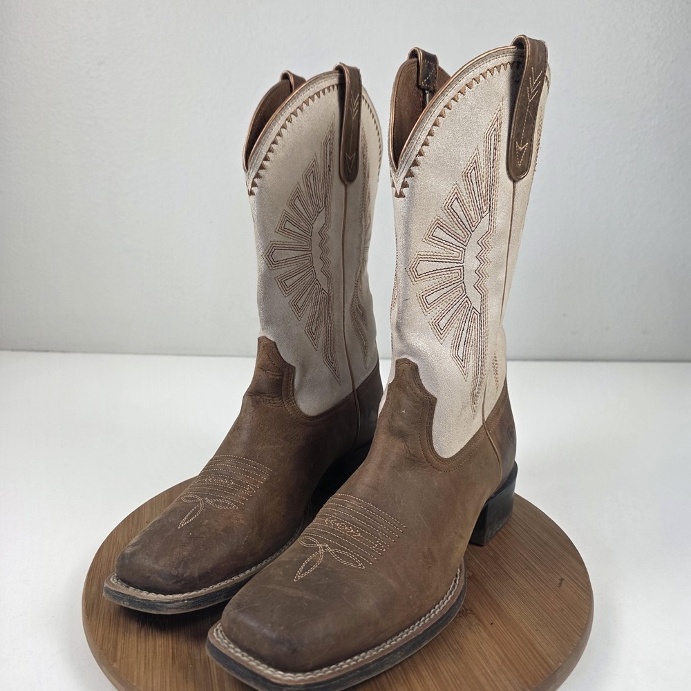 Ariat Boots Womens Size 9.5 Brown Leather Mid Calf Western Square Toe 10025036 - Picture 3 of 16